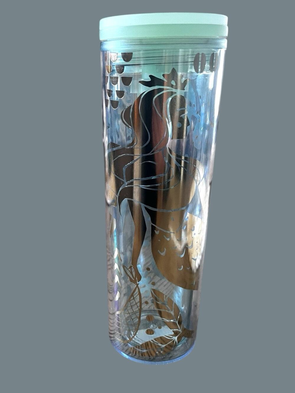 Starbucks 2020 Gold Siren Mermaid Clear Gold Turquoise Mermaid Tumbler 16 oz.